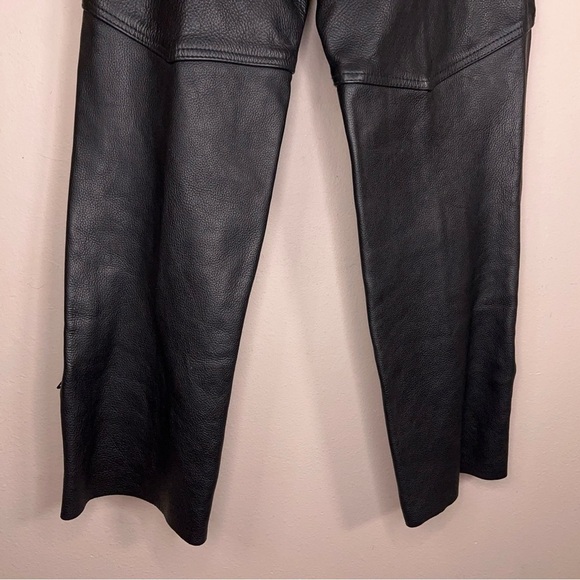 Mens Medium Hot Leathers Black Leather Chaps Biker Adjustable Fit Classic Unisex - Picture 5 of 10